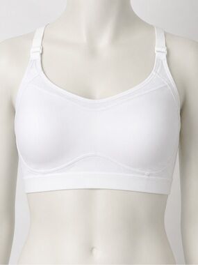 White Low Impact Sports Bra Wireless Comfort Yoga Pilates Bra